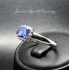 18ct Gold Ring Tanzanite and Diamond Halo Size N 3g US Size 6 3/4 18k