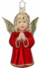 Inge Glas Angel Red Matte 10212S019 German Glass Ornament NEW w/FREE Gift Box
