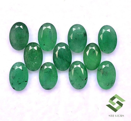 6x4 mm Natural Emerald Oval Cut Lot 11 Pcs 4.47 CTS Untreated Loose Gemstones - Picture 2 of 7