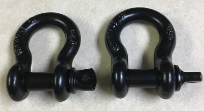2 Pieces of Black Bow Shackles 5/8'' Lift Tow D-Ring w 3/4'' Clevis Screw Pin WLL