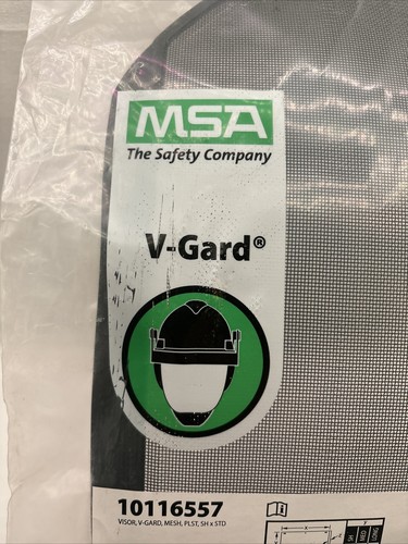 MSA 10116557 Visor, V-Gard, Mesh, PLST, SH x STD - Gray 17” x 7.5” - Picture 2 of 6
