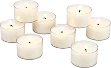 Bulk 96 Pack Unscented Smokeless Long Burning Clear Cup Tea Light Candles with 8