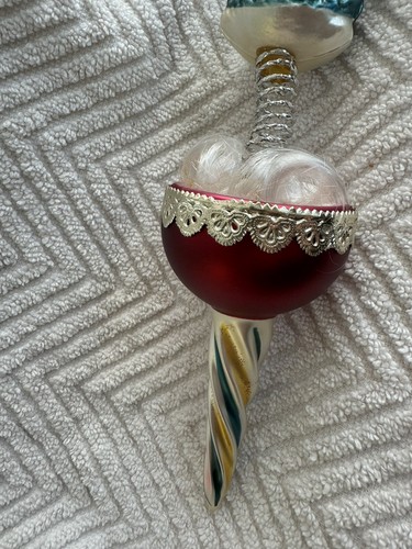Vintage Christborn Germany Glass Clown Finial Coil Spring Christmas Ornament - Picture 6 of 8