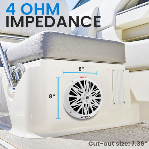 8 Inch Dual Marine Speakers 10 Inch Outer Frame Waterproof and Weather Resistant - Picture 3 of 9