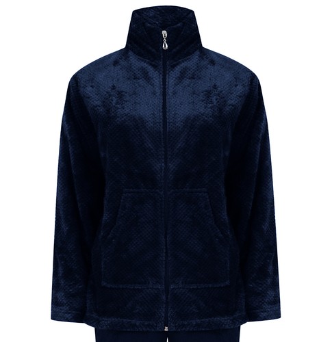 Chaqueta de cama con cremallera Slenderella para damas Waffle polar canguro bolsillo PJ ropa de salón - Imagen 25 de 29