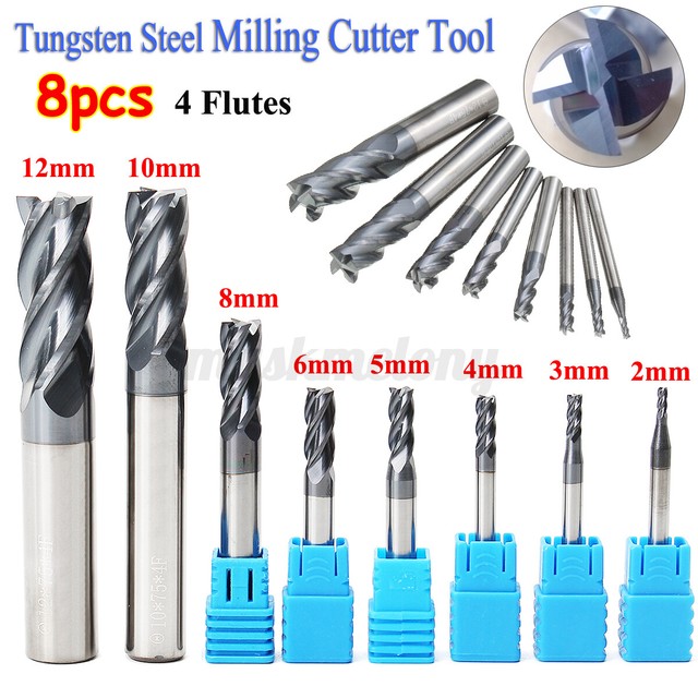 4 Flutes End Mill 12mm CNC Milling Cutter Metalworking Tungsten Carbide Bit Burr