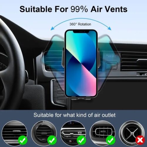Wireless Car Phone Charger Universal Fast Charging Vent Mount with Secure Grip - Picture 8 of 11