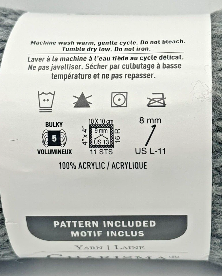 Charisma Loops & Threads CHARCOAL Dark Grey Yarn Acrylic Lot 1053 3.5 oz 109 yds - Image 3 of 4