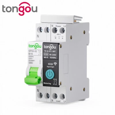 TONGOU Disjoncteur wifi Commutateur 16A Compteur d'Énergie rail din Telerupteur