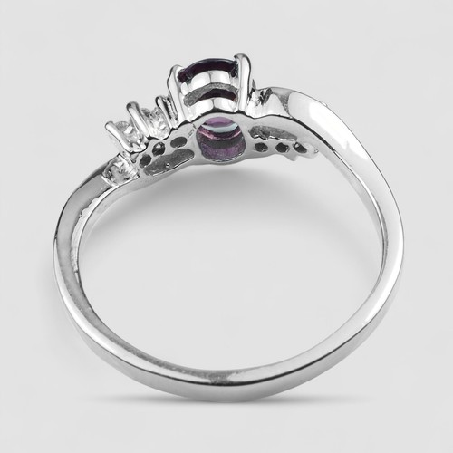 Precious Vivid Violet Purple Spinel 925 Sterling Silver White Gold Plated Rings - Picture 4 of 8