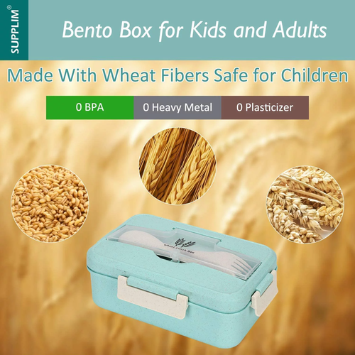 Lunch Box/Bento Box; Food Container with 3 Compartments and Cutlery Set - Picture 9 of 10