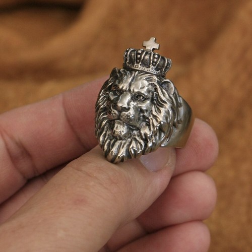 Cupronickel King Lion Ring Biker Rock Punk Jewellery CP190C UK Size N½~Z4 - Picture 7 of 27
