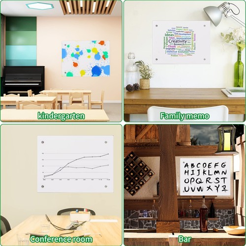 Acrylic Dry Erase White Board Wall-Mounted Sleek Design 11" x 14" White - Picture 6 of 7