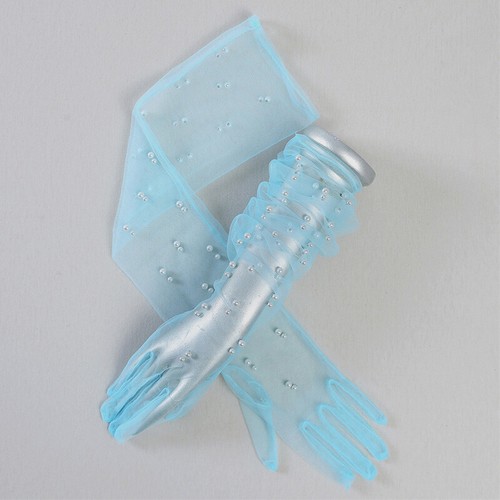 Damen-Handschuhe Tüll transparent Vollfinger lange Fäustlinge Abschlussball Abend Party Clubwear - Bild 22 von 24