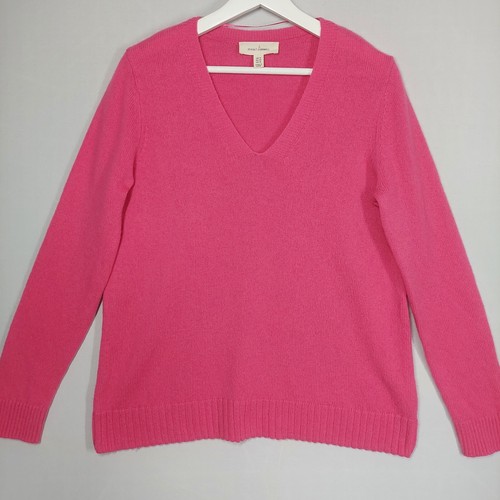 Seasalt Cornwall Hendra Lane Jumper Size 14 Pink V-Neck Wool Sweater Long Sleeve - Picture 2 of 13