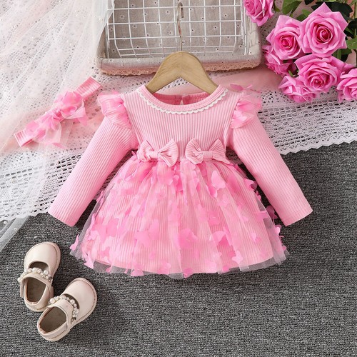 Newborn Baby Girls Mesh Butterfly Romper Dress Bodysuit Birthday Clothes Outfit - Picture 21 of 22