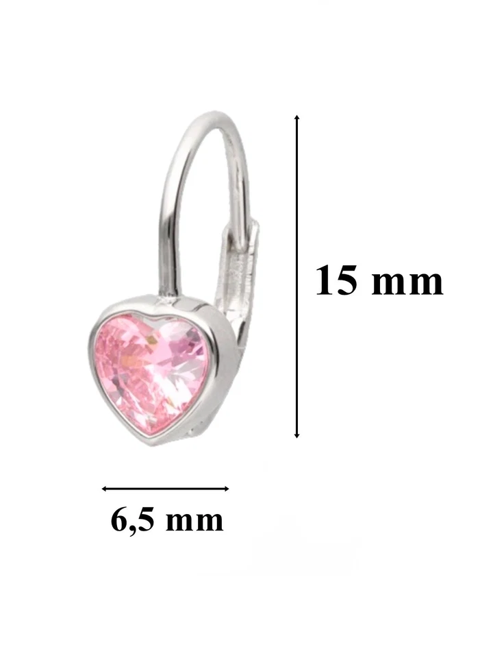 Rosa Herz Brisuren 925 Silber Rhodiniert Zirkonia Damen Mädchen Creolen Ohrringe - Bild 2 von 4