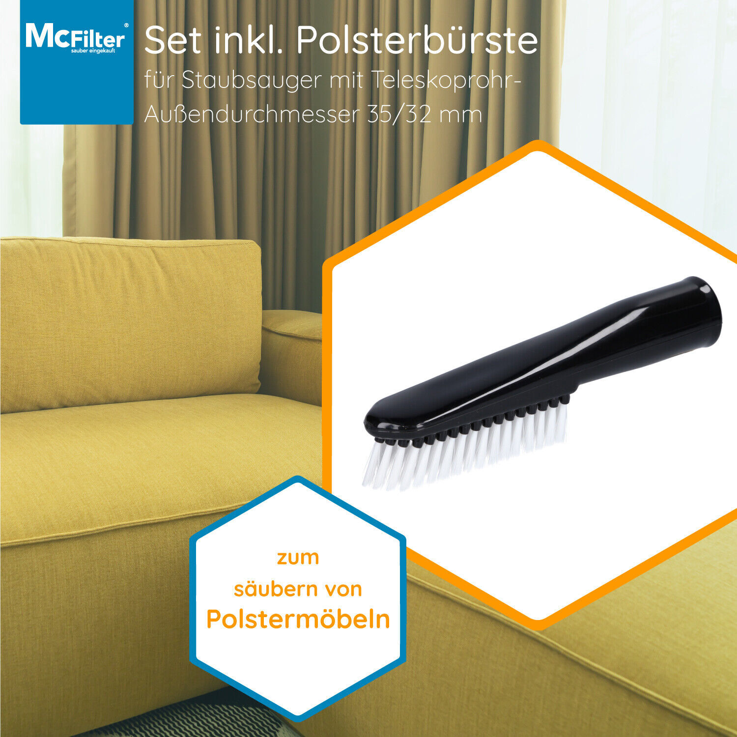 Staubsauger Düsen Set Ø 35mm Polsterdüse Fugendüse Saugbürste Adapter 32mm