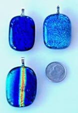 dichroic glass pendant fused hand made crafted lot of 3