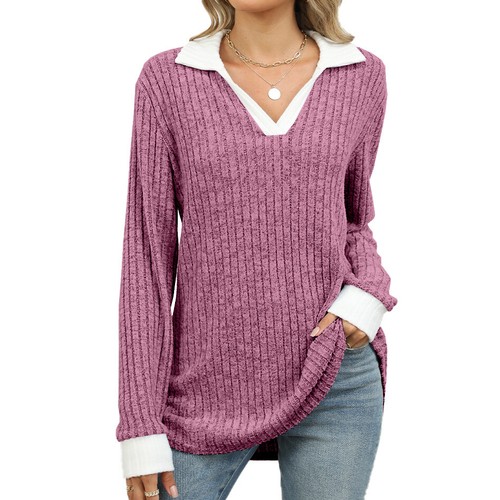 PLUS SIZE Ladies Long Sleeve Jumper Knitted V Neck Tops Loose Pullover Shirts UK - Picture 10 of 51