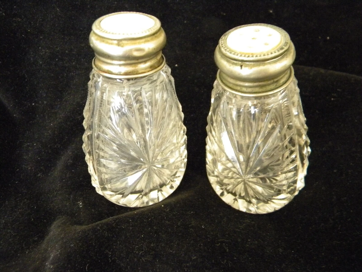 Cut glass salt and pepper shakers deals