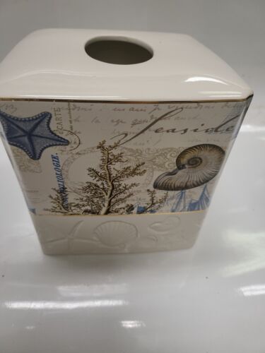Avanti Linens Tissue Cover Bathroom Accessory Coastal Seaside Cottage Seashell - Picture 2 of 4