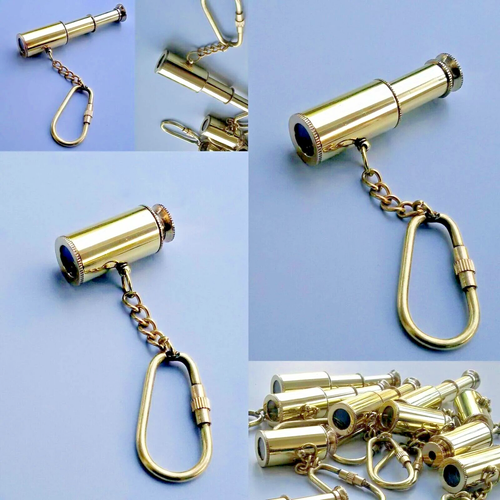 Lot Of 20 PCs Brass Nautical Vintage Style Telescope Chain Key Ring Gifts Item - Picture 2 of 8