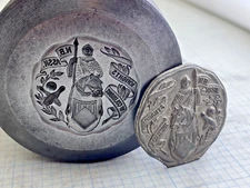 Antique 1920's Mold Die Hub Stamp Jewelry K of C Bowling  N.B. ASSA Medal Badge