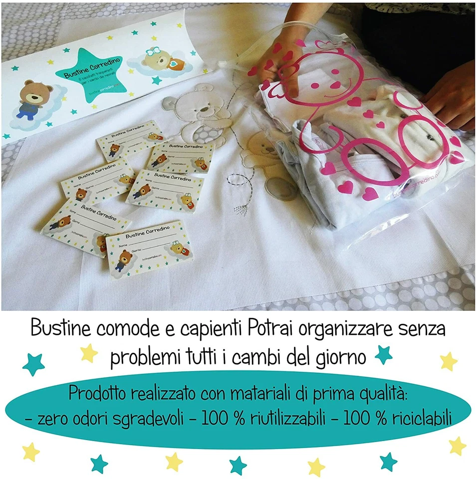 RS-Italy Bustine Corredino 6 Bustine per il Corredino del Neonato - Sacchetti - Immagine 4 di 4