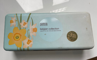 Vintage belgische Schokoladendose Pastell Frühlingsdesign etwas Rost 2006