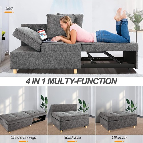 Folding Ottoman Sofa Bed Chair 4-in-1 Sleeper Sofa with 5 Adjustable Backrest A+ - Picture 39 of 124