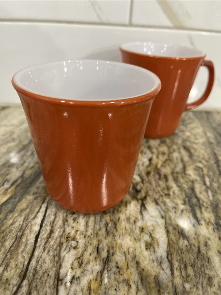 Juego de 2 tazas de té de café naranja quemado Corning Pyrex vintage Foto 3 de 4