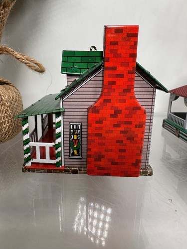 Hallmark 1999 Set Of 3 Tin Mini Christmas Houses Green & Red - Picture 11 of 18