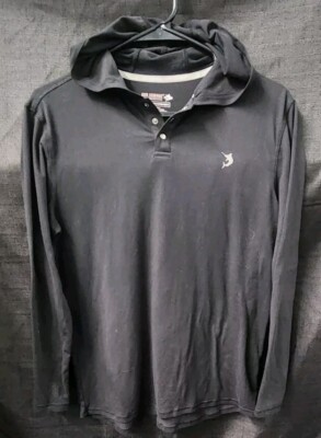 REEL LEGENDS Fishing Boys Black Long Sleeve SHIRT HOODIE Pullover Sz 14/16 Lrg