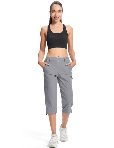 Women's Cargo Capris Hiking Pants Lightweight Quick Dry Travel Golf Long Shorts - Picture 37 of 79