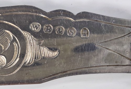 Antikes 24-teiliges Sheffield Silberplatte Fischbesteck Set Gravur Segelschiffe - Bild 6 von 10