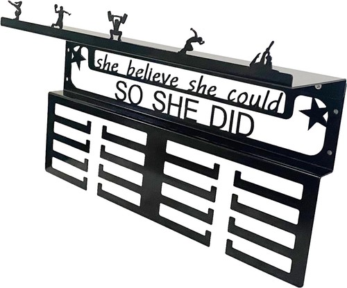 Medal Trophy Holder- 15.7x 9.4 Inch 4 Rows Medal Hanger Display with Shelf Medal - Picture 5 of 7