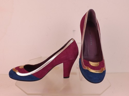 NUEVAS BOMBAS CLÁSICAS MARC JACOBS BLOQUE COLOR GAMUZA CUERO DOS TONOS 37 ITALIA - Imagen 5 de 12