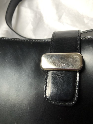 Bolso de Mano Furla Negro Patente de Cuero Mono Manija Hermoso Clásico ¡CHIC!¡! - Imagen 6 de 12