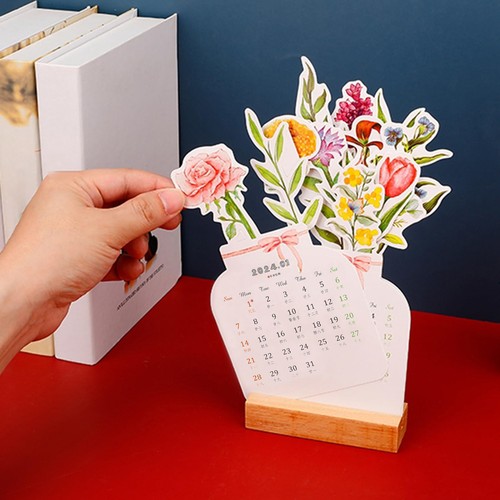 2024 Bloomy Flowers Desk Calendar Creative Vase Monthly Calendar Home Decoration - Picture 6 of 13