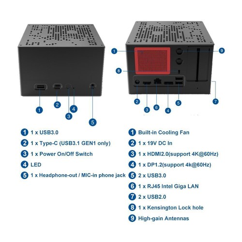 Mini Pc Intel Core i3 10300T Windows 10 OS HDMI DP 4K 60HZ PCIE*16 Half- - Picture 4 of 12