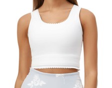 NWT - ALLFENIX x ANTHROPOLOGIE Women's SAINT White SCALLOPED SPORTS BRA - XS