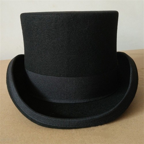 Vintage Wool Victorian Hatter Top Magic Hat Gentlemen Performing Jazz Caps Party - Picture 10 of 14