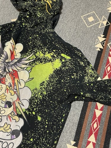 Ed Hardy Hoodie Jacket Skulls Fleece Zip Up Mens L Multicolor T17 - Picture 10 of 11