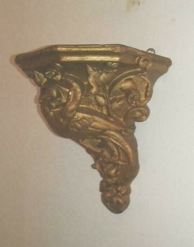 Vintage Decorative Corbel Shelf Swan/Bird Motif Antique Gold - 第 4/5 張圖片