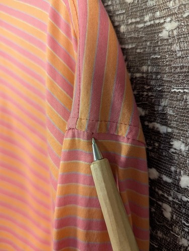 Robert Trent Jones TPC Sawgrass Pink/Orange Striped Golf Polo Men's Large - Picture 6 of 12