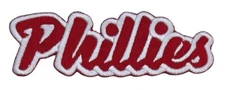 Phillies Text  Embroidered Applique Iron On Patch Various Sizes Customize