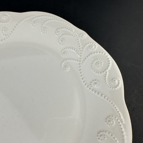 Lenox FRENCH PERLE White Dinner Plate Embossed Bead Scrolls - Picture 11 of 15