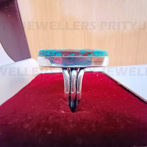 Natural Tibetan Turquoise 925 Sterling Silver Ring, Handmade Antique Ring - Picture 9 of 9