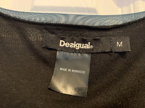 Desigual blaues Top Gr. M transparent Lagenlook mit Blumen/Perlen Fee Whimsigoth Kunst zu tragen - Bild 3 von 12